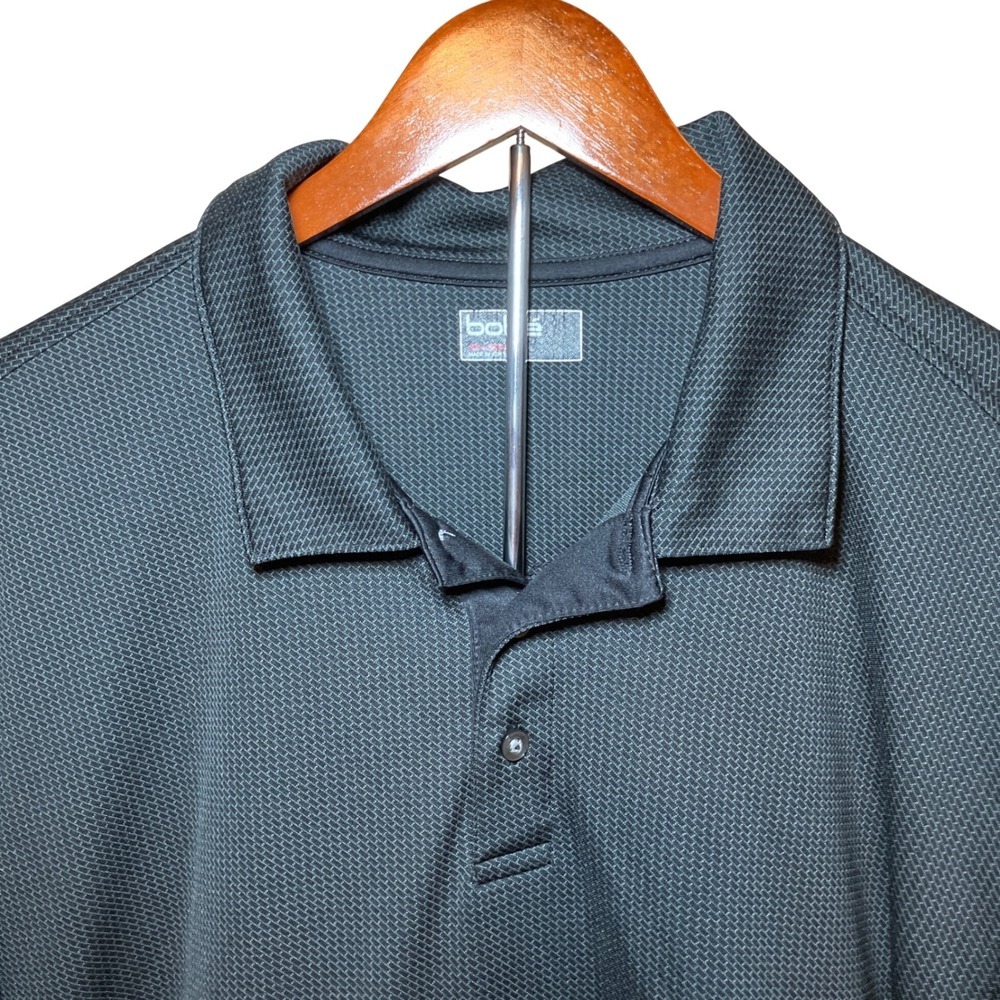 Bolle Mens Size XXL Performance Golf Polo Shirt Black Textured Short Sleeve - Picture 2 of 6